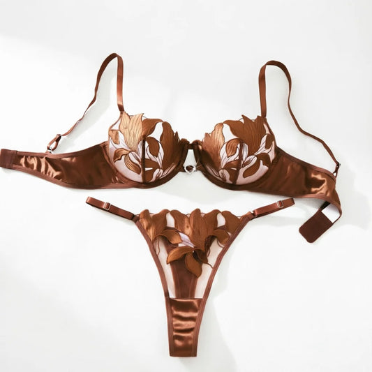 Floral Lace Push-Up Bra Set